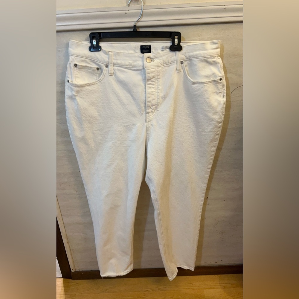 J. Crew White High-Rise Straight Jeans Premium Edition